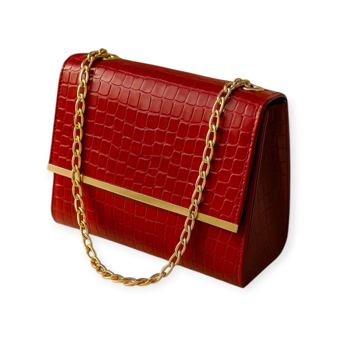 Maroon Croc Luxe bag