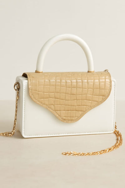 Gloss & Glam  Croc Beige Handbag