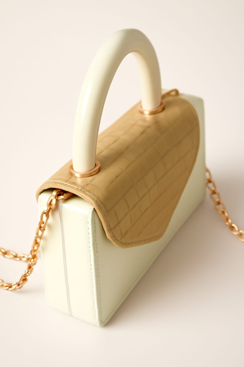 Gloss & Glam  Croc Beige Handbag