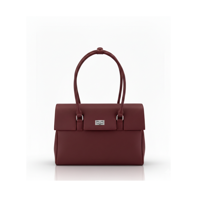Structured Tote Bag Maroon Hover Image